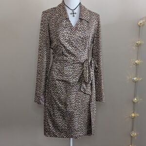 Vintage Leopard Print Long Sleeve Dress